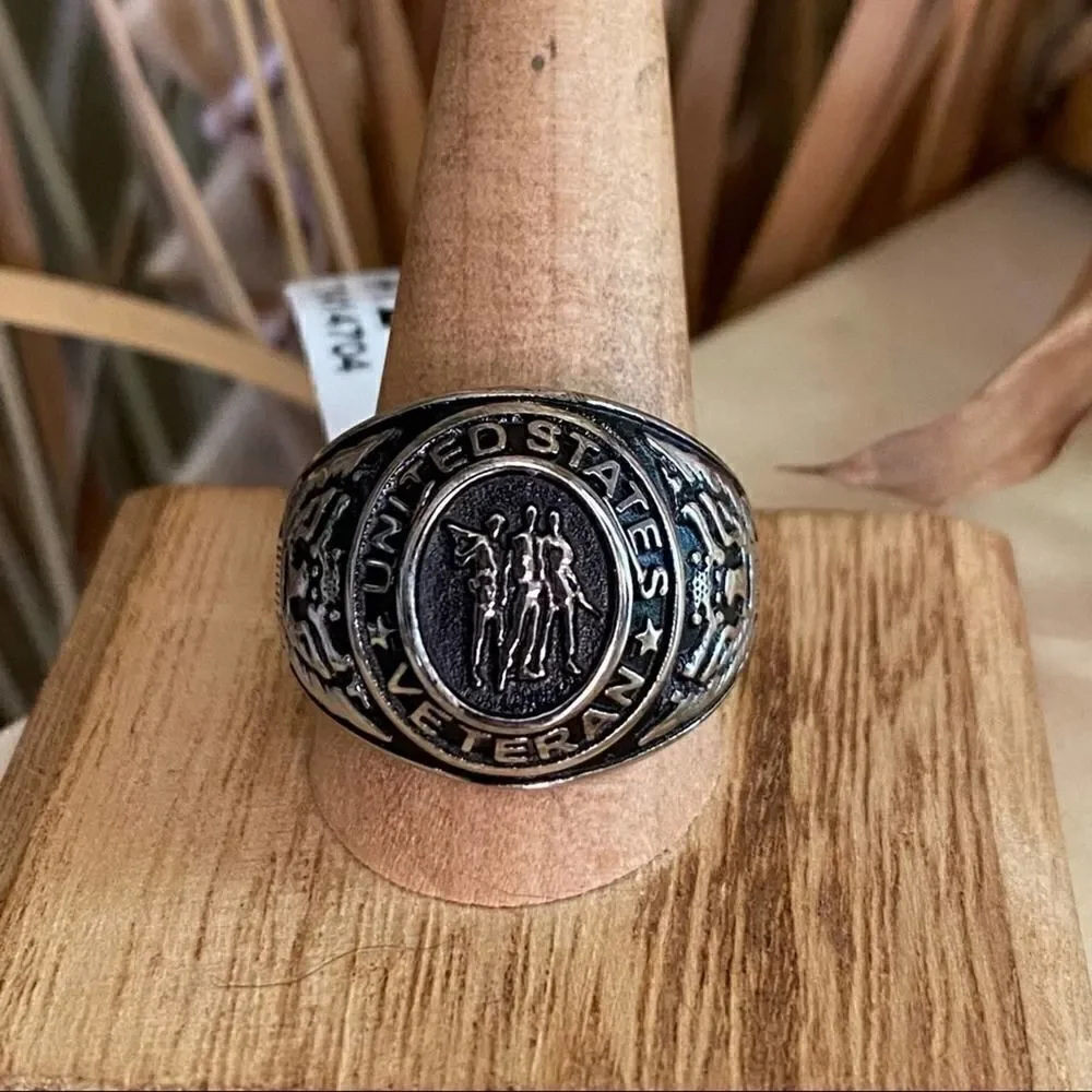 Stainless Steel United States Veteran Ring Sizes 9,10,11,12